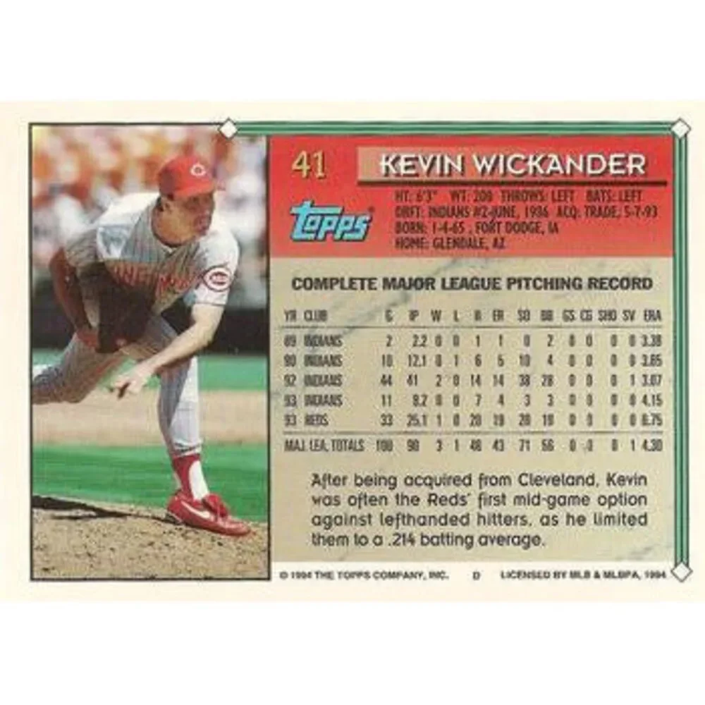 1994 Topps Kevin Wickander # 41 Cincinnati Reds